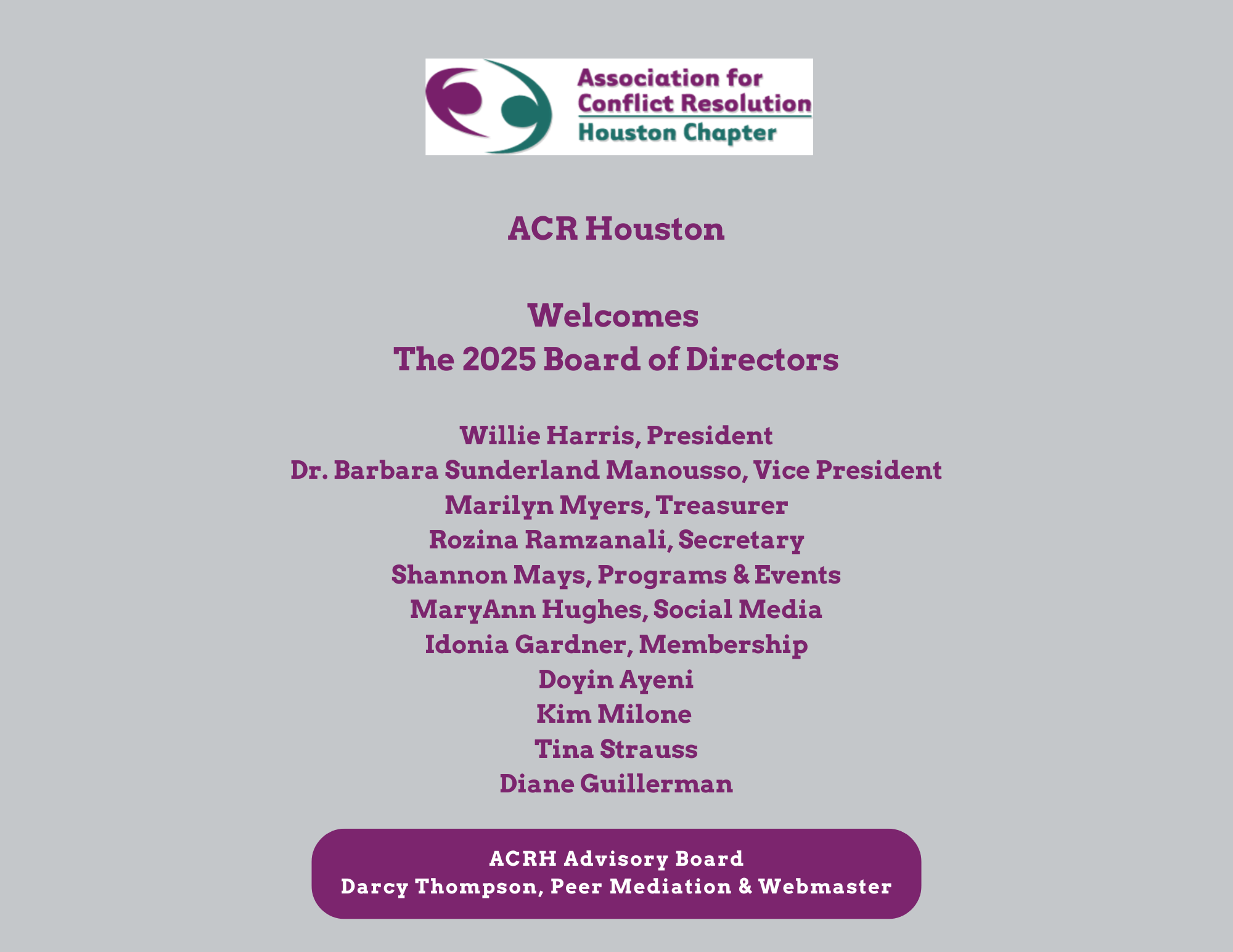 The  2025 ACR Houston Board of Directors